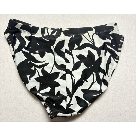LA BLANCA Women Bikini Bottom Sz 10 White Black Floral Beach Pool Vacation 77-42 - Picture 2 of 9